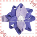 2014 Wholesale metal hair clips with blue ribbon handmade flowers